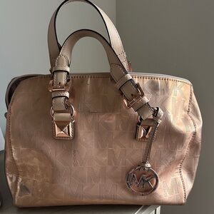 Michael Kors Gold and Tan Satchel Bag